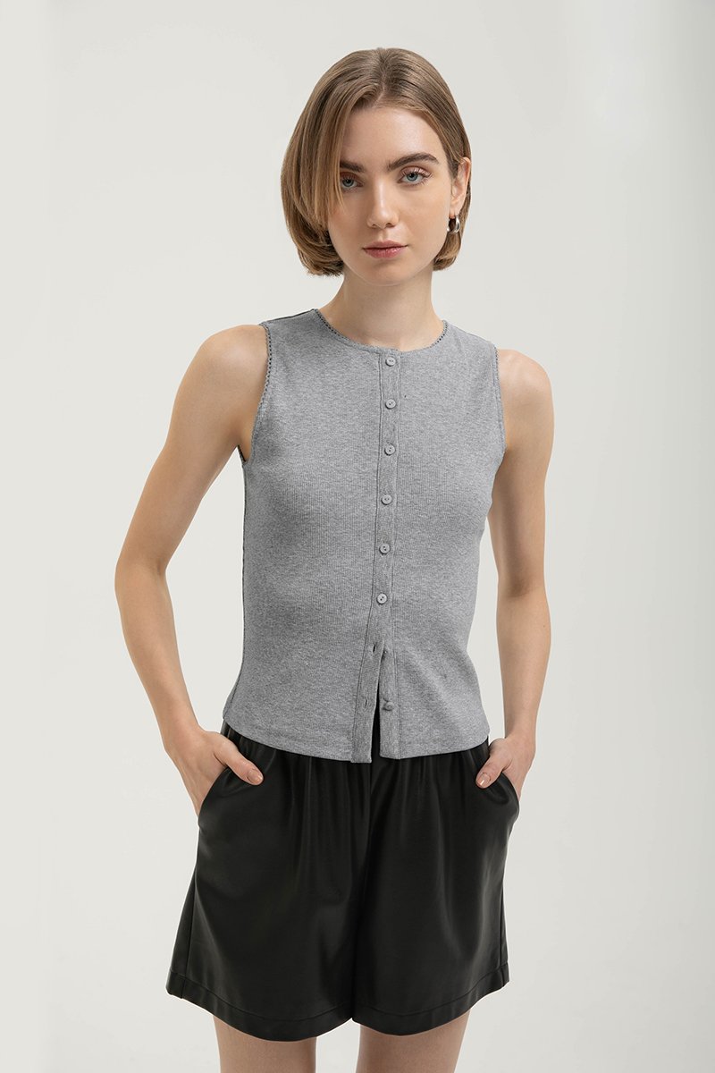 ALICIA LACE TRIM RIBBED KNIT TANK TOP