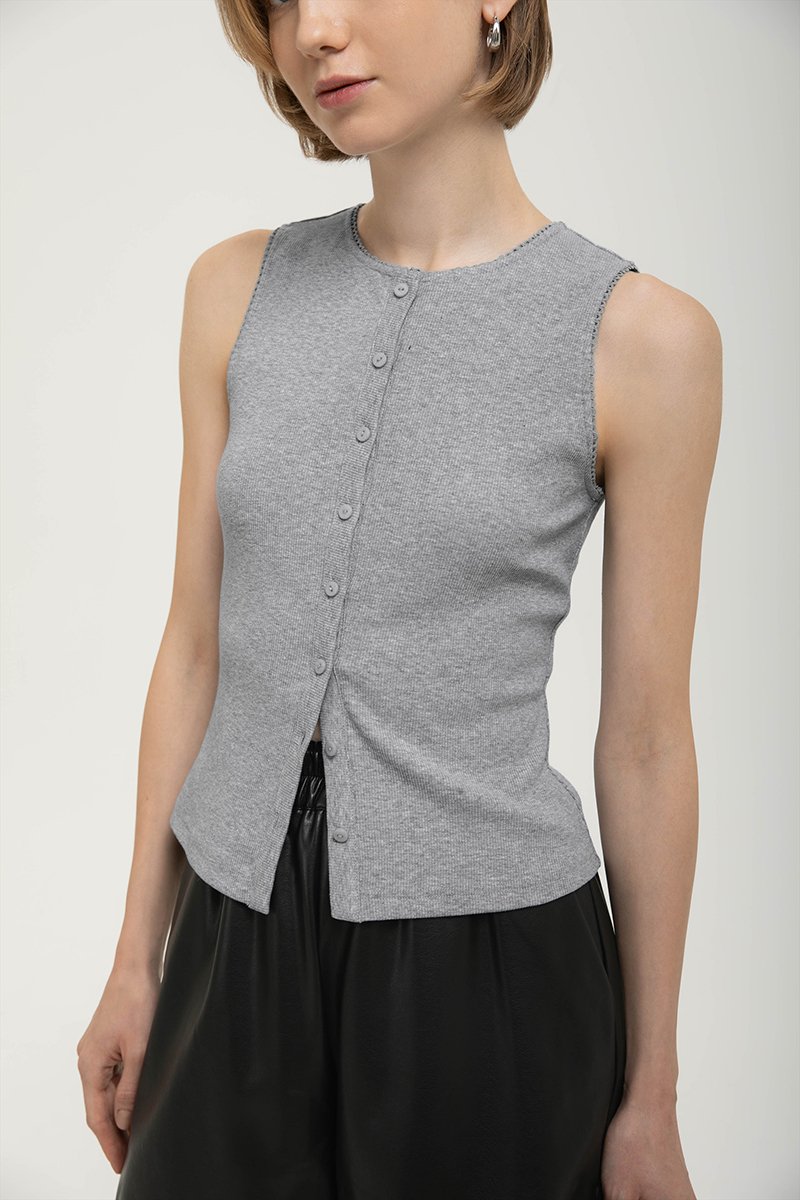 ALICIA LACE TRIM RIBBED KNIT TANK TOP