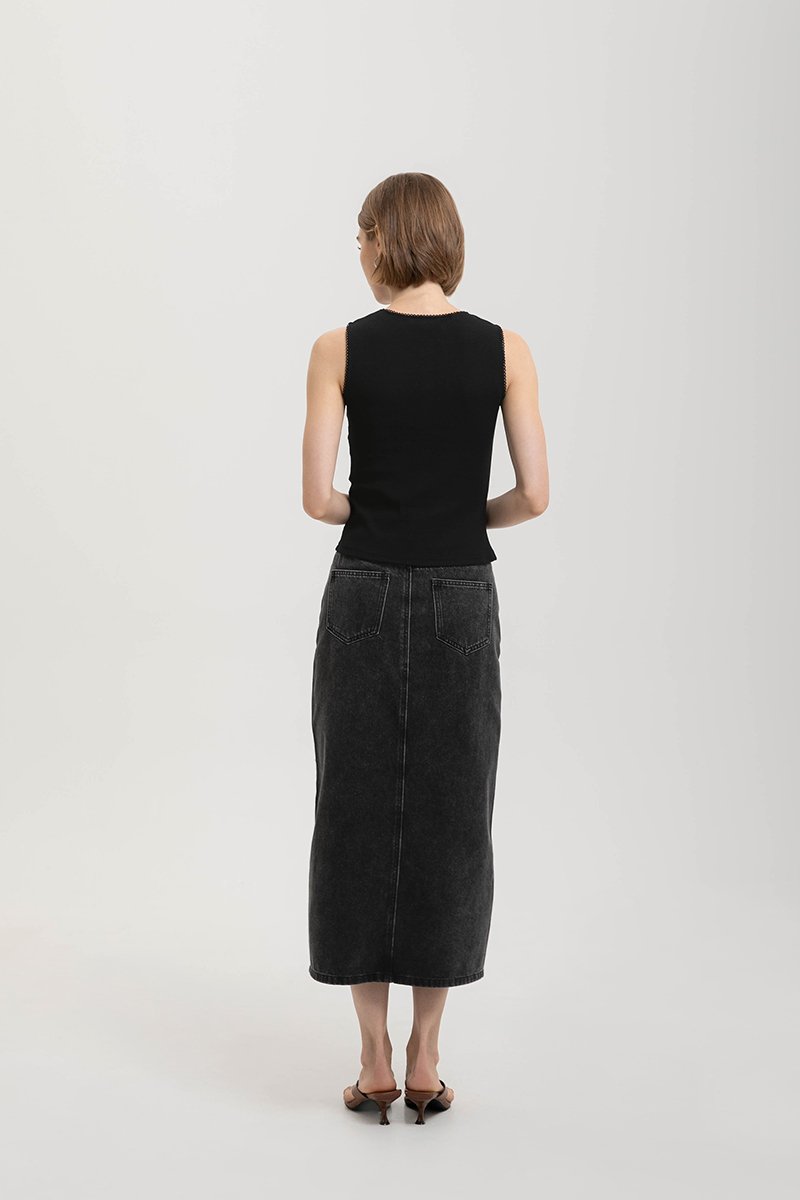 ALICIA LACE TRIM RIBBED KNIT TANK TOP