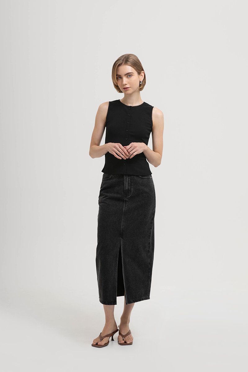 ALICIA LACE TRIM RIBBED KNIT TANK TOP