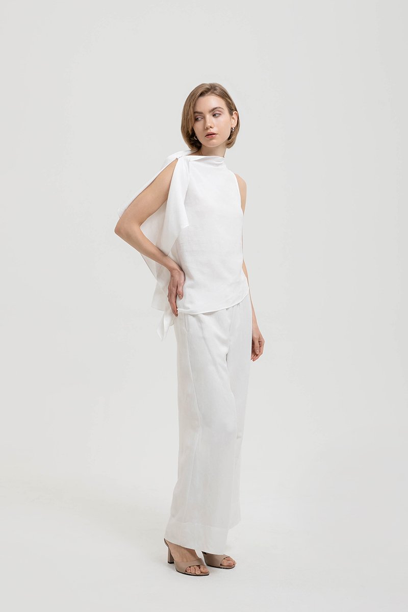 IMAYA DRAPED LINEN TOP