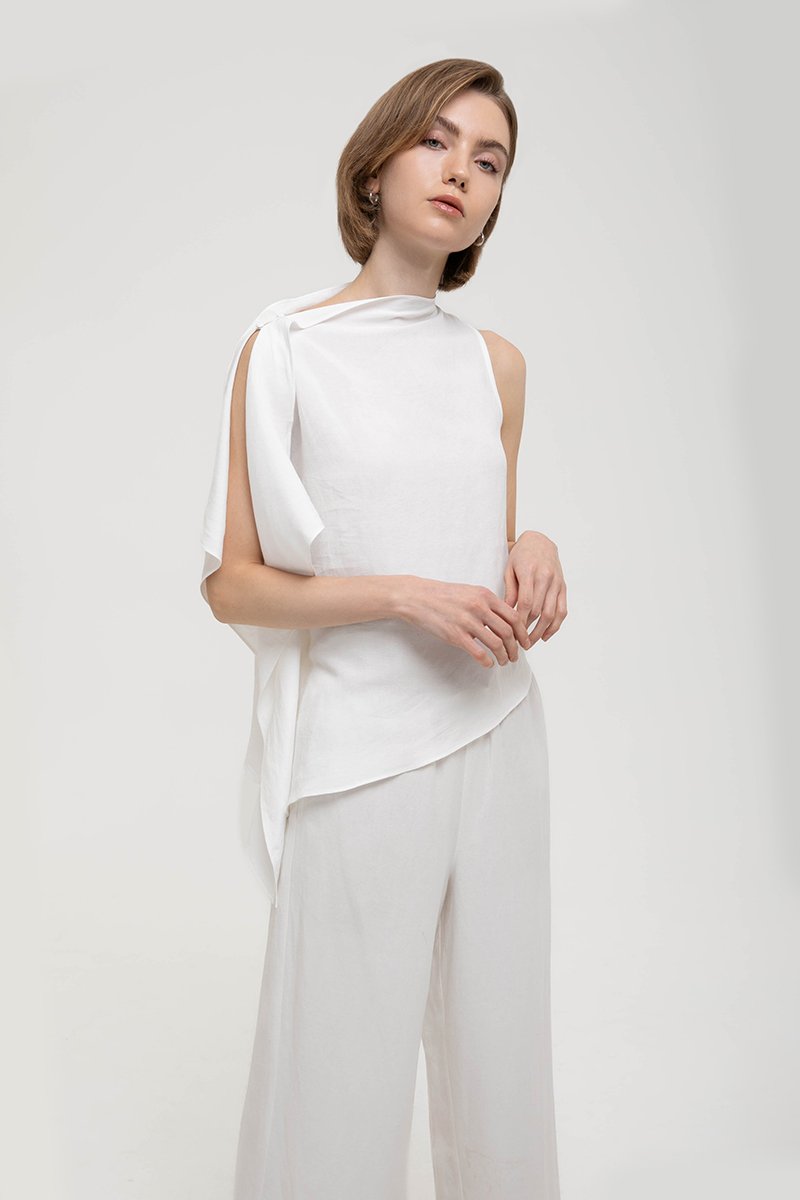 IMAYA DRAPED LINEN TOP