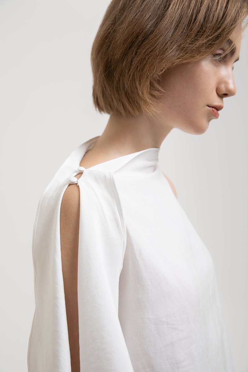IMAYA DRAPED LINEN TOP