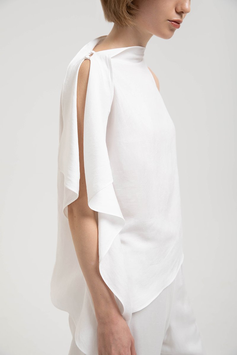 IMAYA DRAPED LINEN TOP