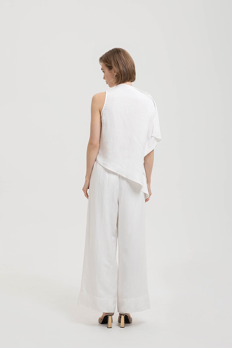 IMAYA DRAPED LINEN TOP
