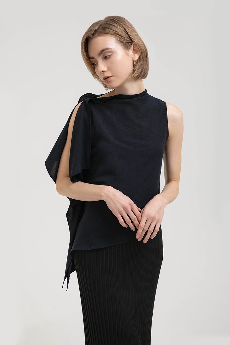 IMAYA DRAPED LINEN TOP