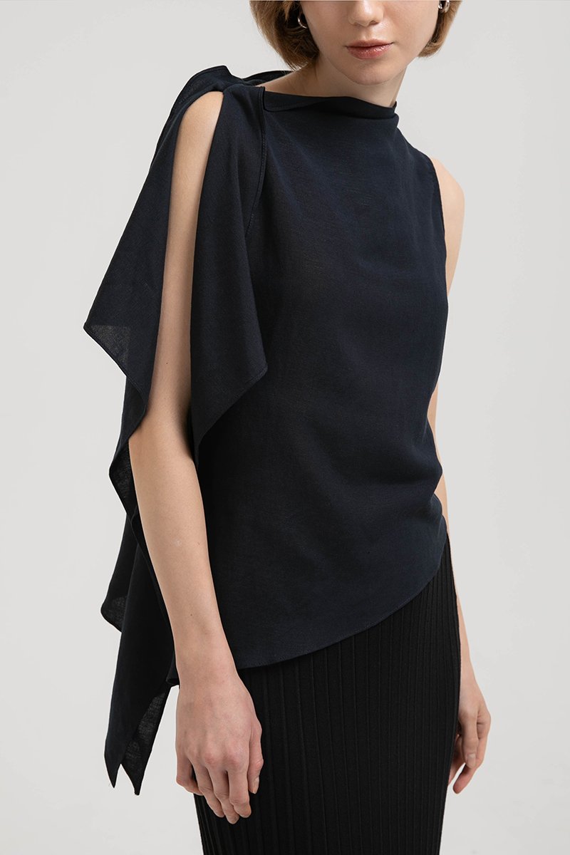 IMAYA DRAPED LINEN TOP