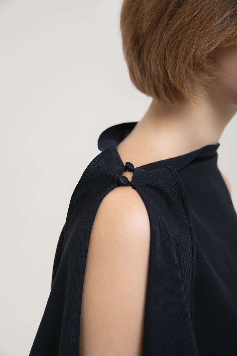 IMAYA DRAPED LINEN TOP