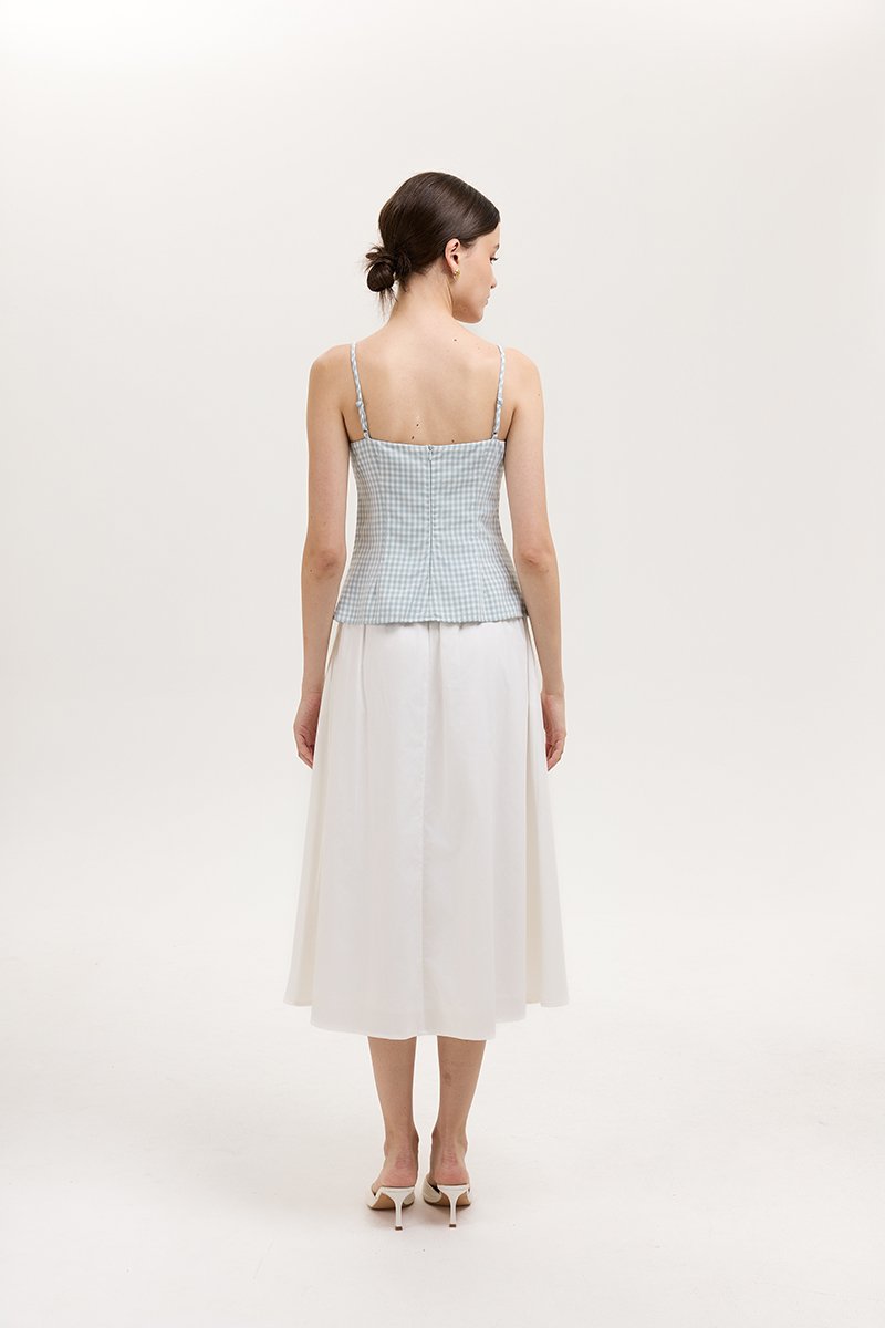 YULIA GINGHAM RUCHED PADDED CAMI TOP