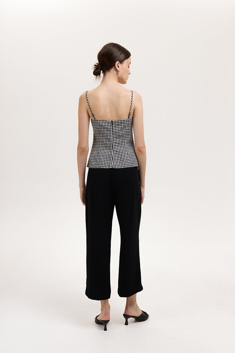 YULIA GINGHAM RUCHED PADDED CAMI TOP