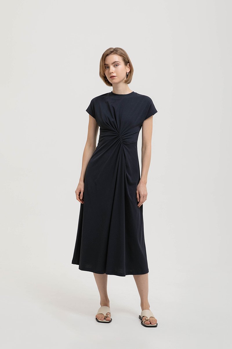 KIRANA ASYMMETRIC RUCHED TEE DRESS