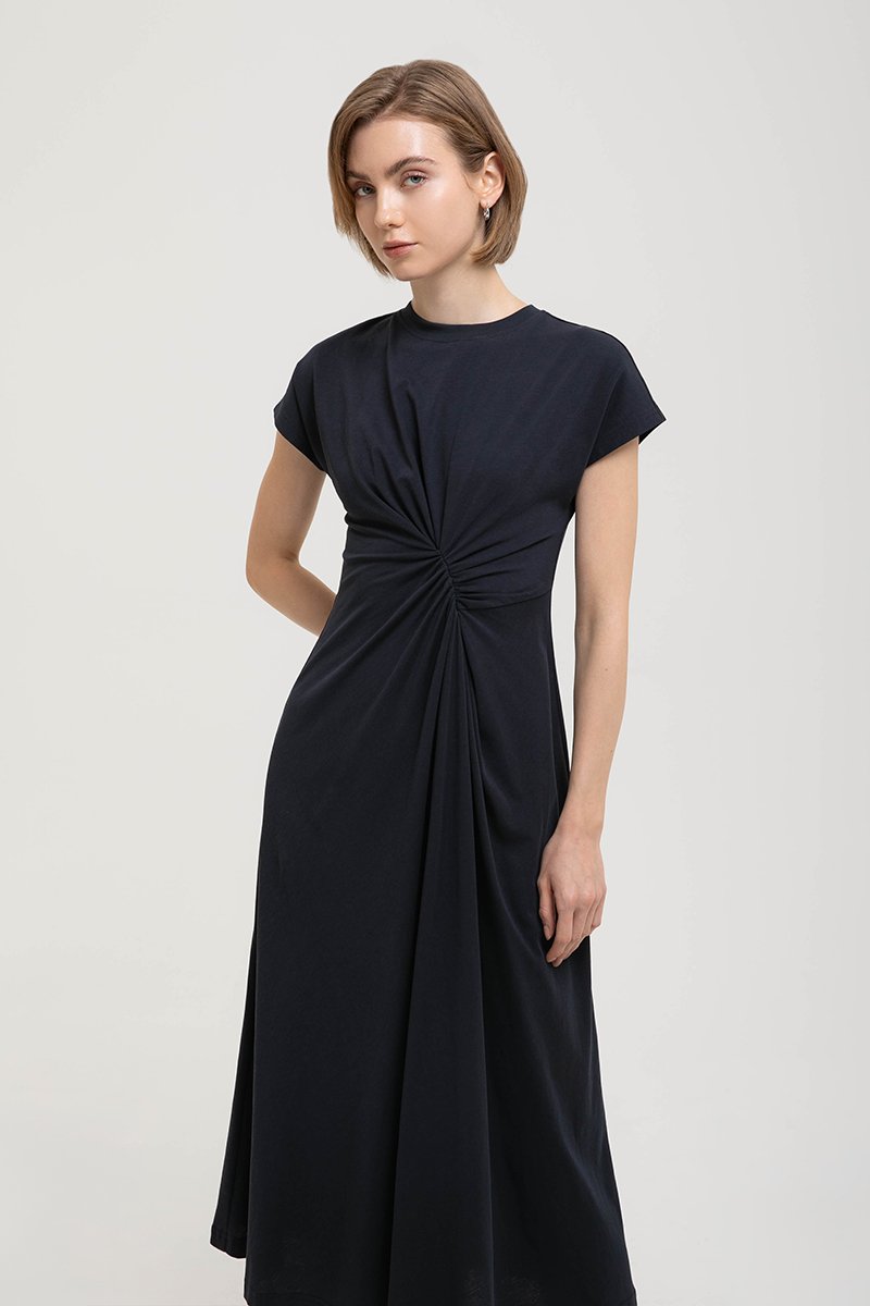 KIRANA ASYMMETRIC RUCHED TEE DRESS