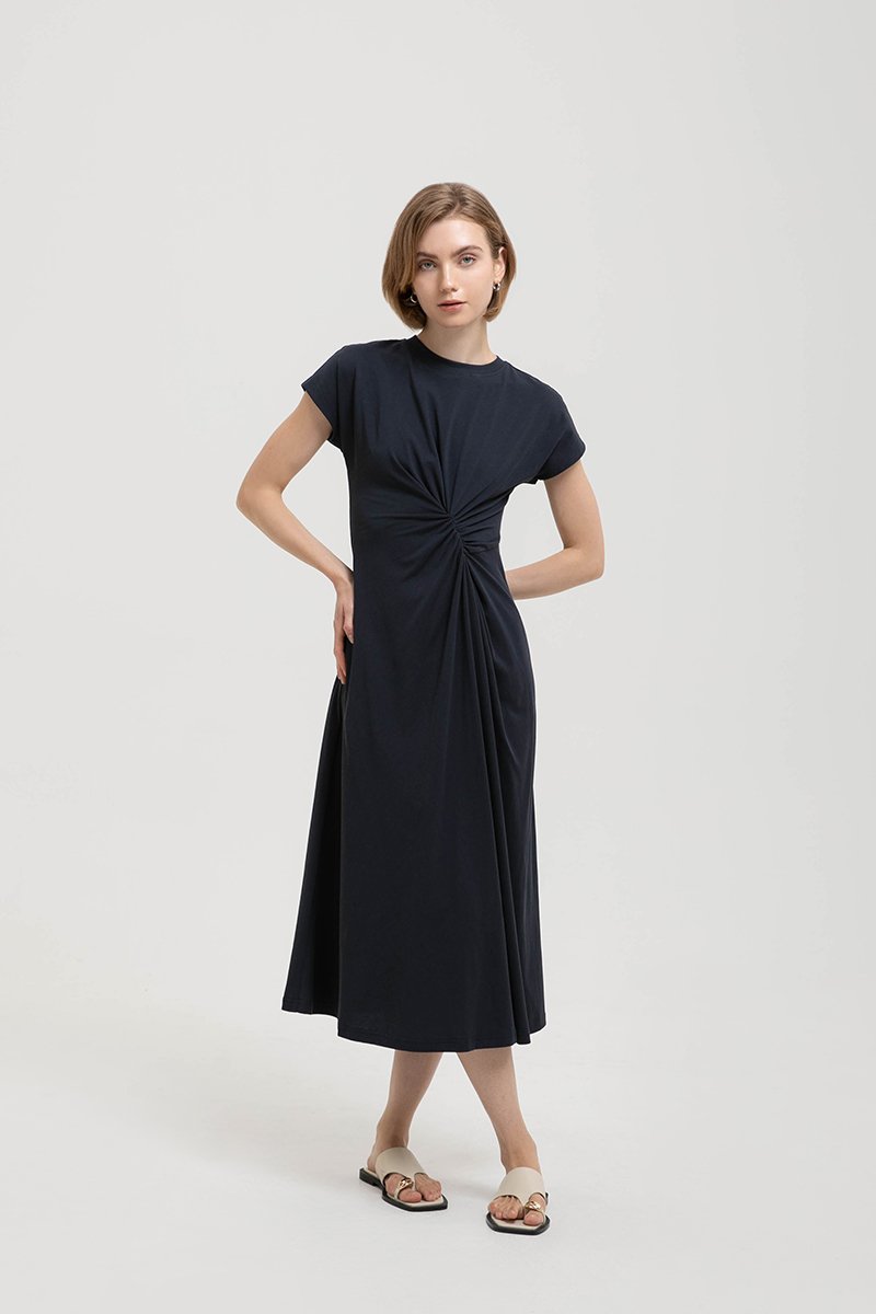 KIRANA ASYMMETRIC RUCHED TEE DRESS