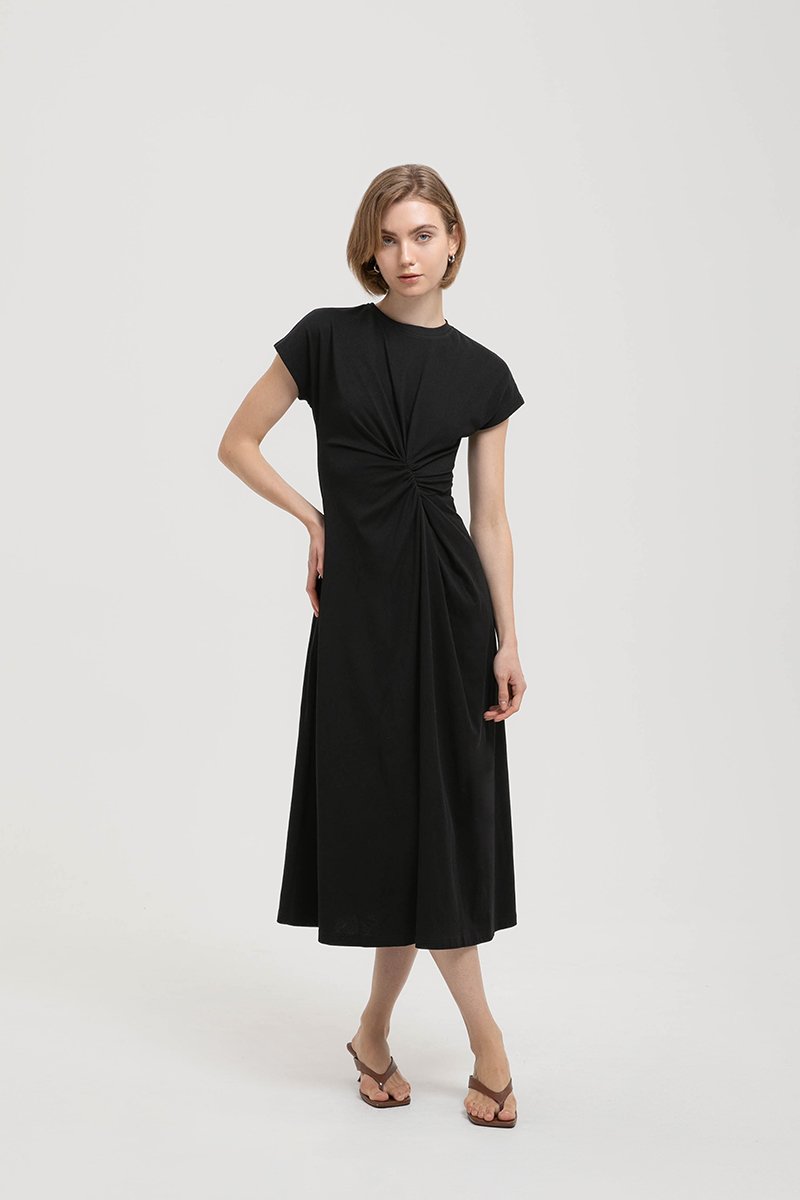 KIRANA ASYMMETRIC RUCHED TEE DRESS