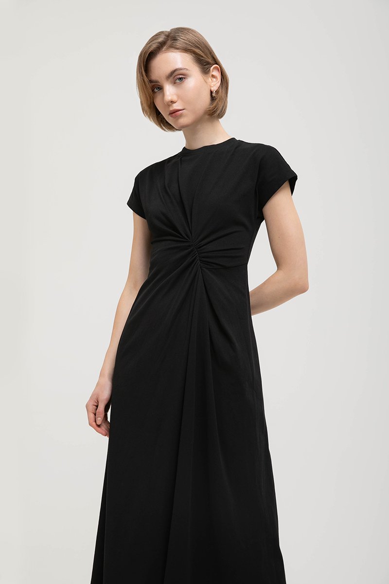 KIRANA ASYMMETRIC RUCHED TEE DRESS