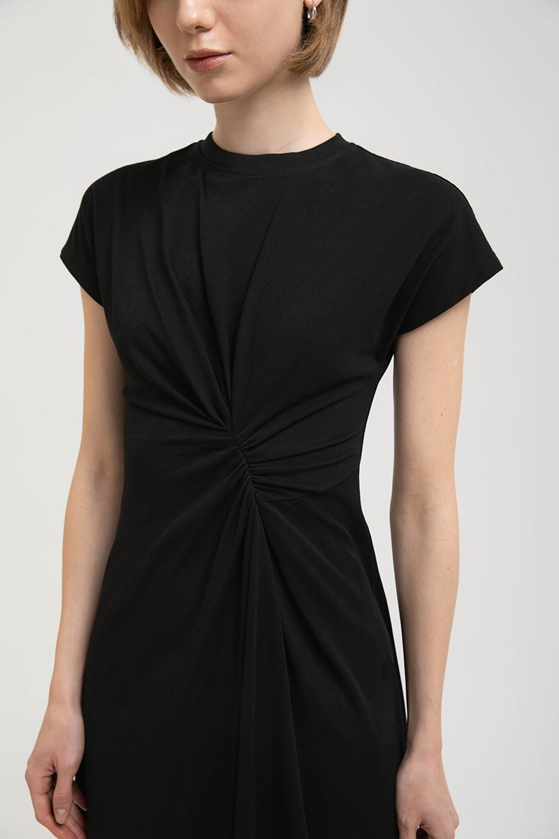 KIRANA ASYMMETRIC RUCHED TEE DRESS