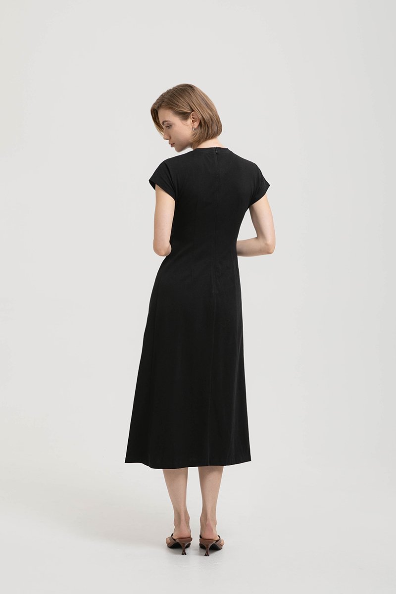 KIRANA ASYMMETRIC RUCHED TEE DRESS