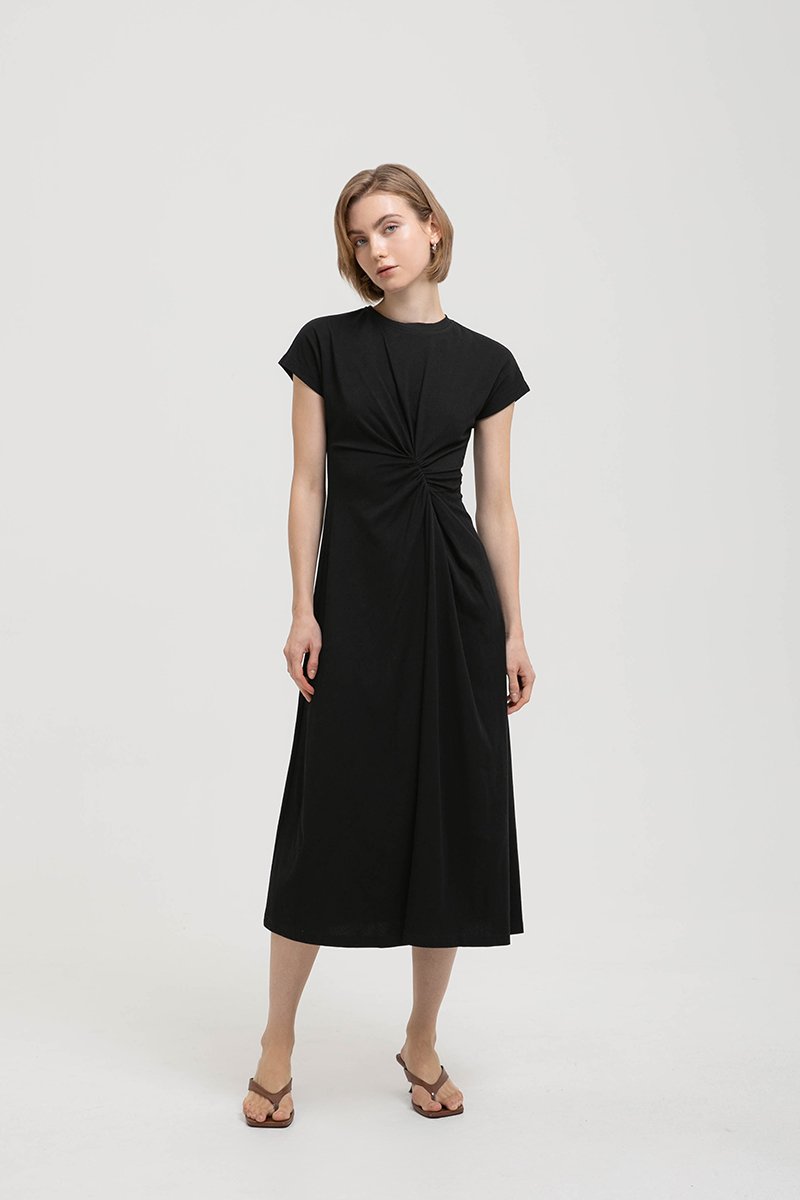 KIRANA ASYMMETRIC RUCHED TEE DRESS