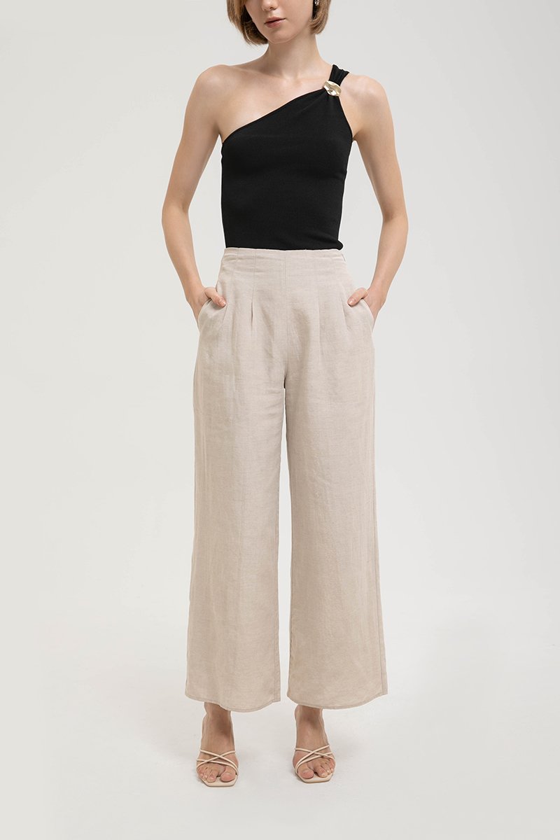 IRIS PLEATED LINEN PANTS