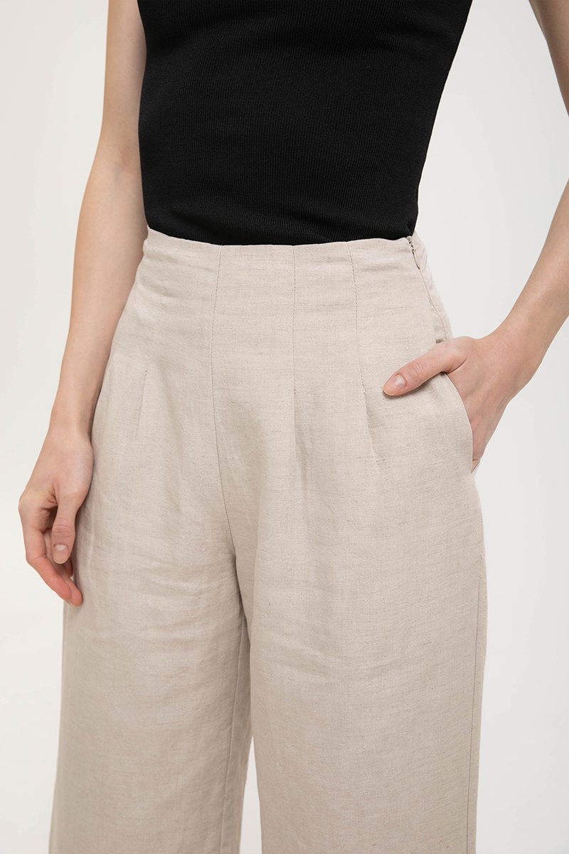 IRIS PLEATED LINEN PANTS
