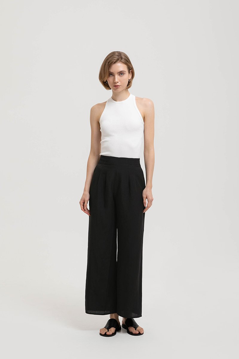 IRIS PLEATED LINEN PANTS