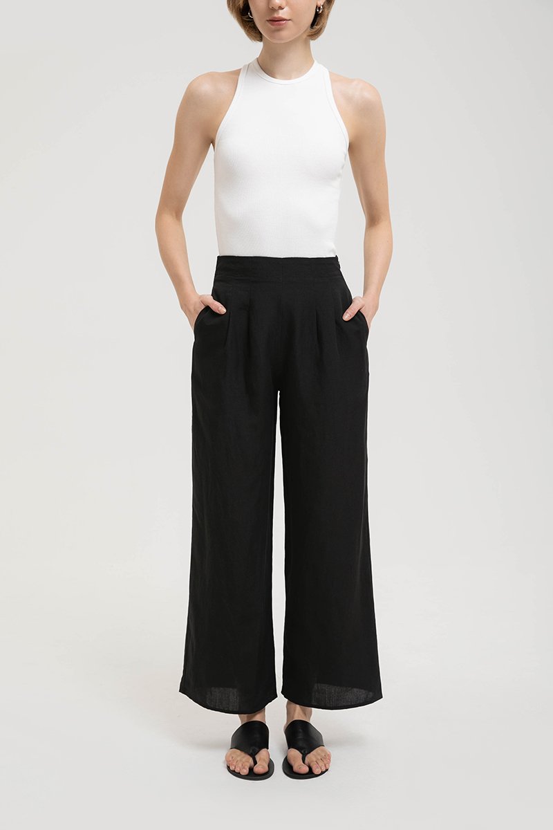 IRIS PLEATED LINEN PANTS