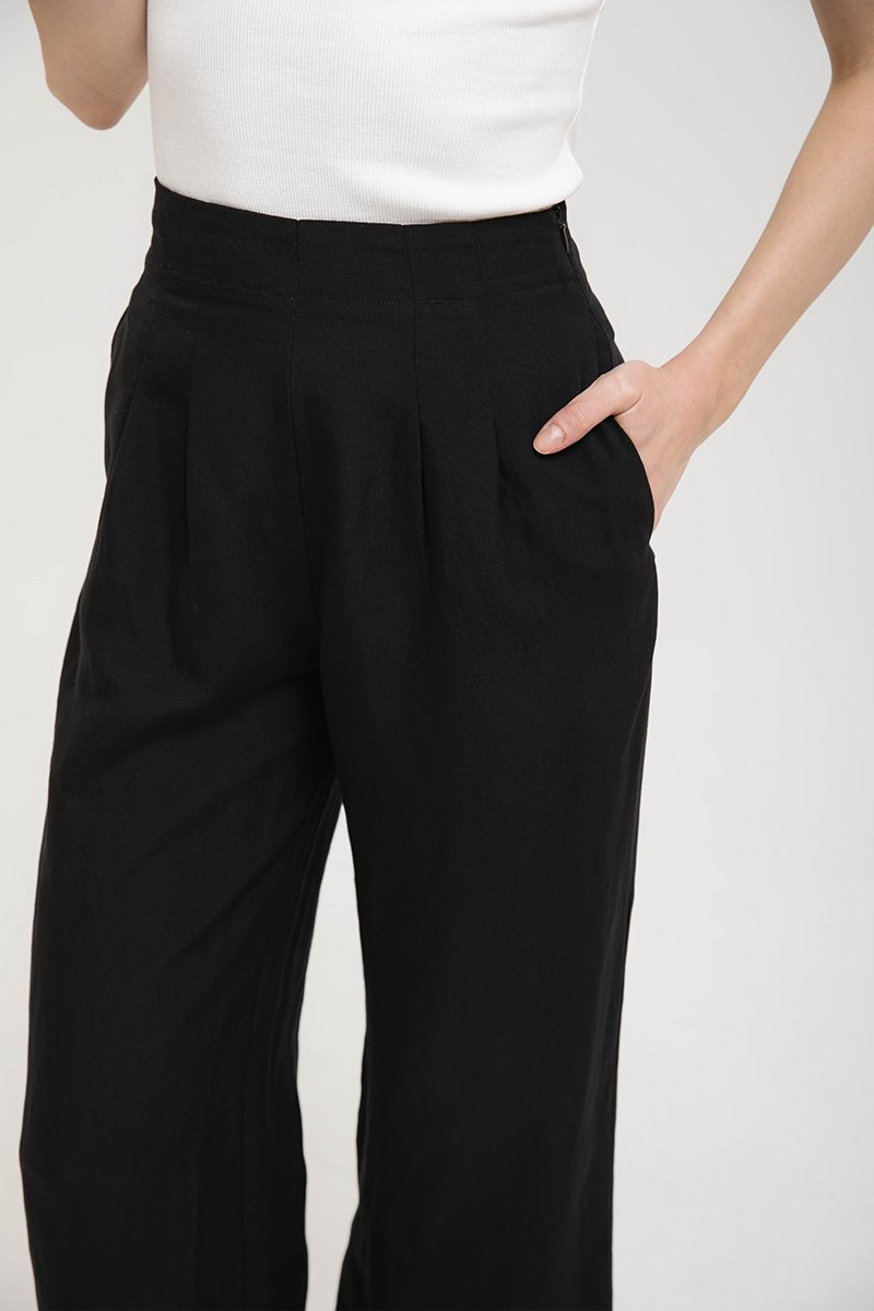 IRIS PLEATED LINEN PANTS