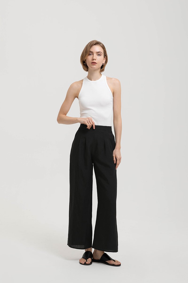 IRIS PLEATED LINEN PANTS