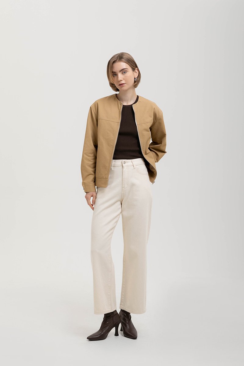 FRANKIE UTILITY BARN JACKET W REMOVABLE LEATHER COLLAR