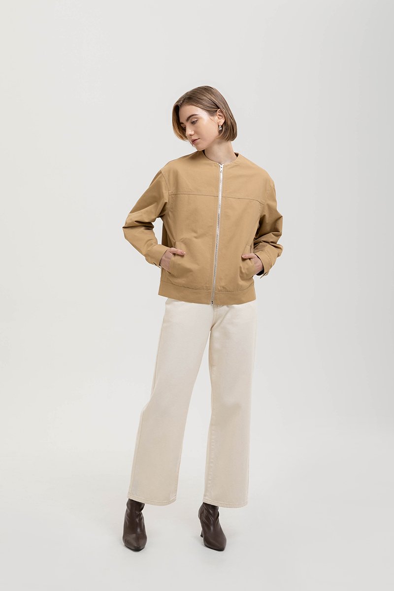 FRANKIE UTILITY BARN JACKET W REMOVABLE LEATHER COLLAR