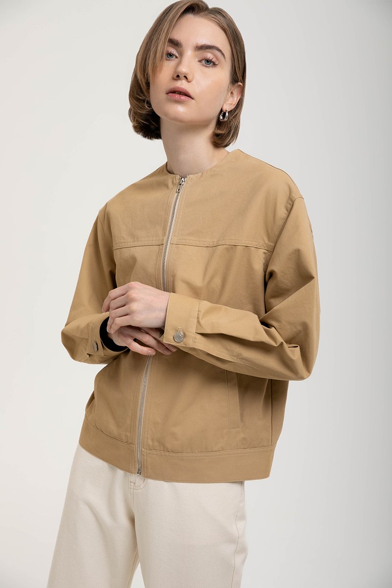 FRANKIE UTILITY BARN JACKET W REMOVABLE LEATHER COLLAR