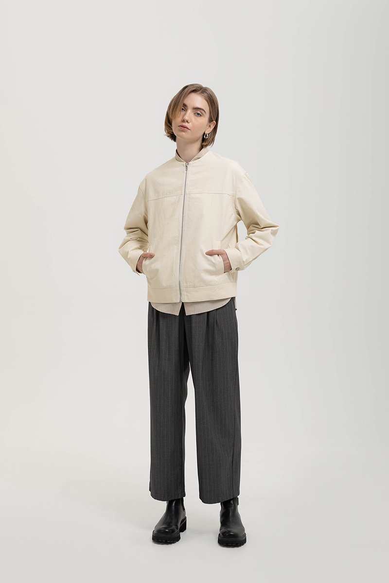 FRANKIE UTILITY BARN JACKET W REMOVABLE LEATHER COLLAR