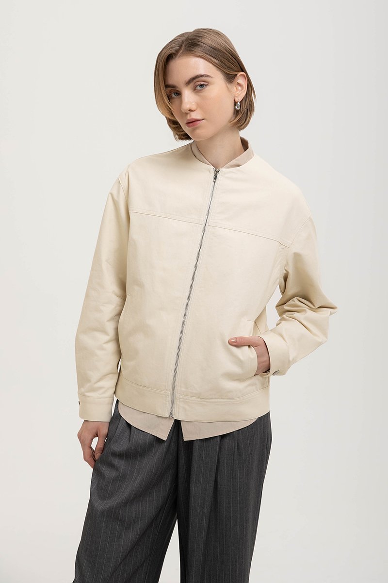 FRANKIE UTILITY BARN JACKET W REMOVABLE LEATHER COLLAR