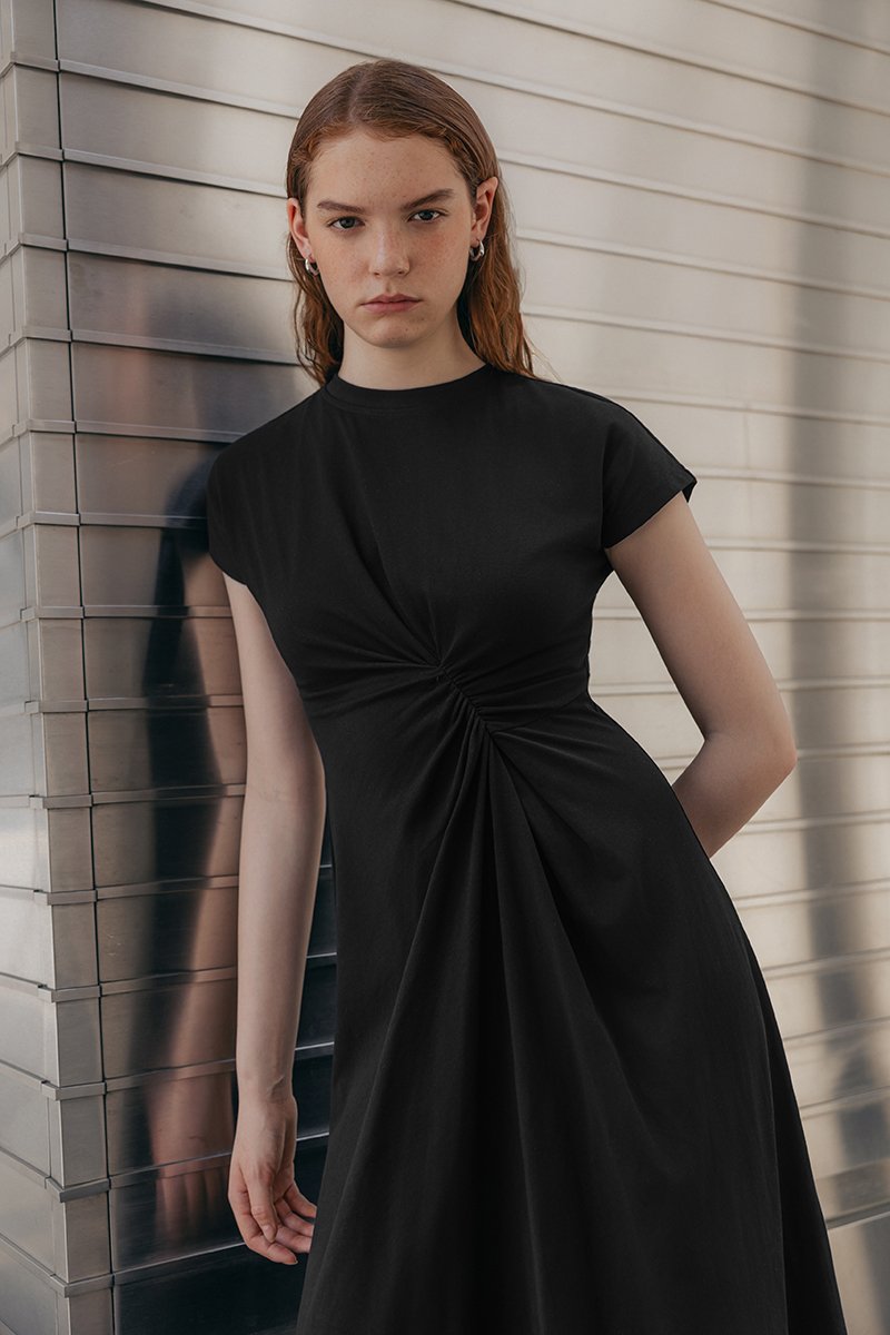 KIRANA ASYMMETRIC RUCHED TEE DRESS