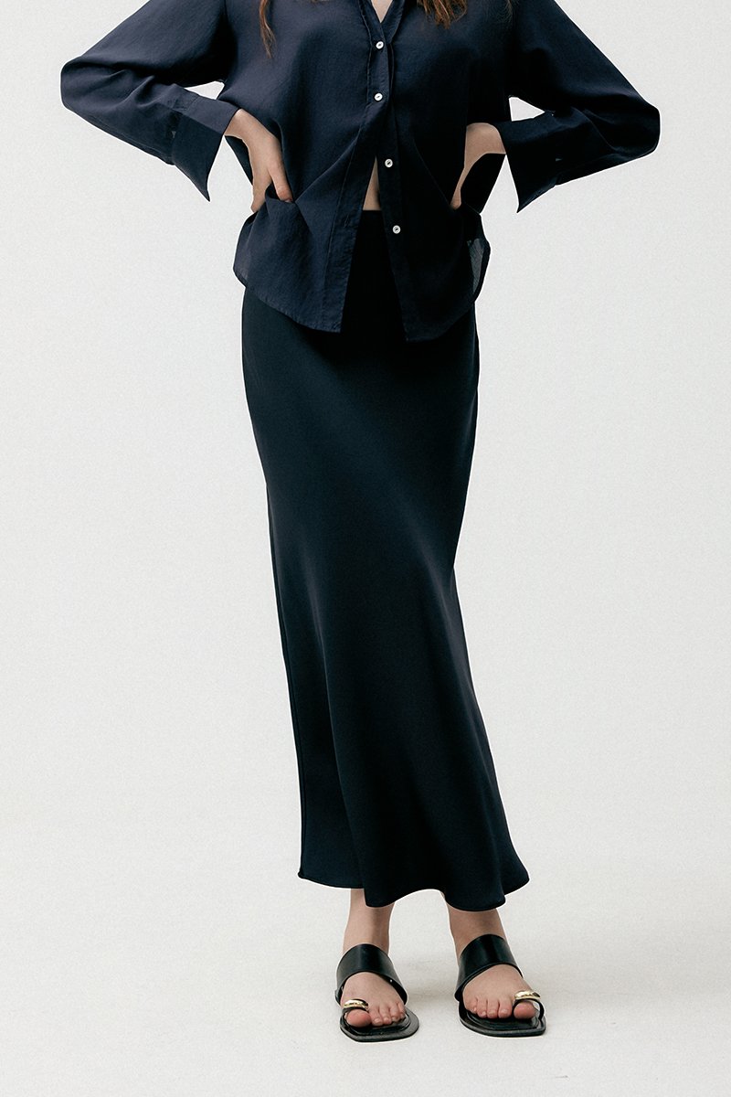 ELOISE SATIN BIAS SKIRT