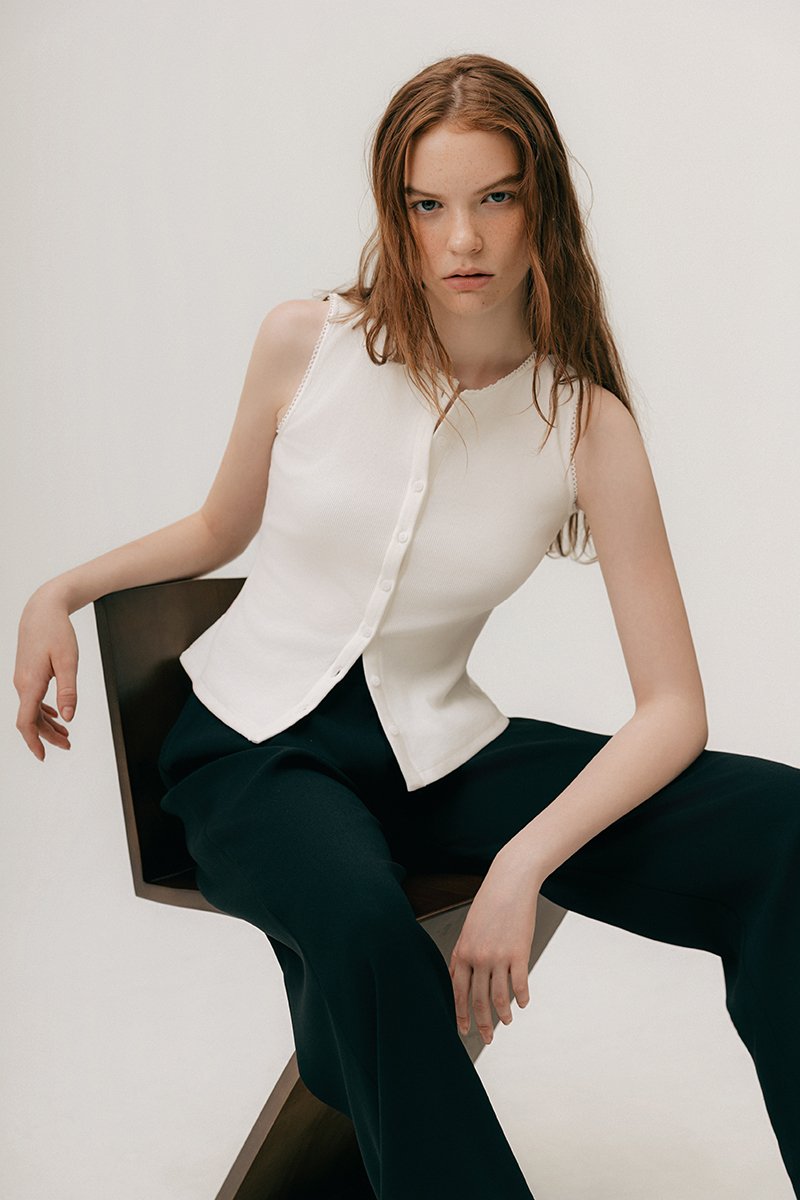 ALICIA LACE TRIM RIBBED KNIT TANK TOP