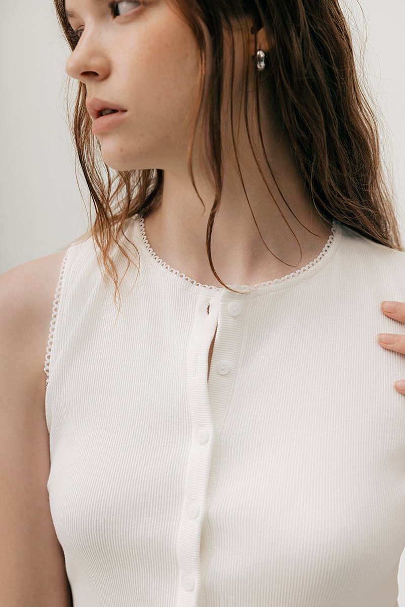 ALICIA LACE TRIM RIBBED KNIT TANK TOP
