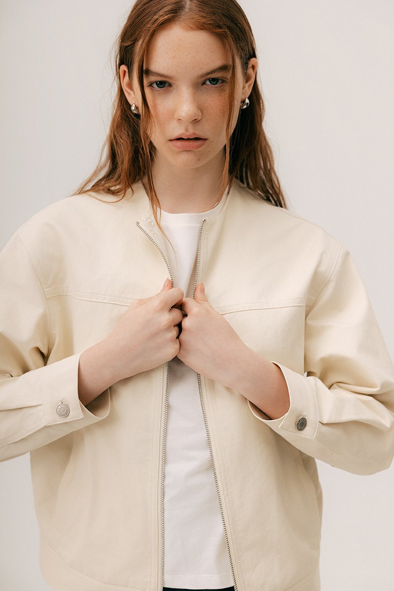 FRANKIE UTILITY BARN JACKET W REMOVABLE LEATHER COLLAR
