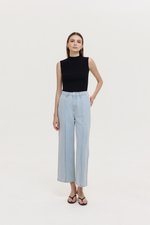 TERRY PIN TUCK WIDE LEG JEANS