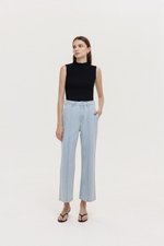 TERRY PIN TUCK WIDE LEG JEANS