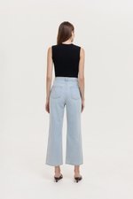 TERRY PIN TUCK WIDE LEG JEANS
