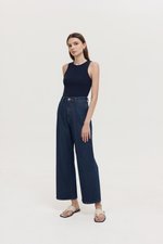 TERRY PIN TUCK WIDE LEG JEANS