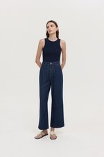 TERRY PIN TUCK WIDE LEG JEANS