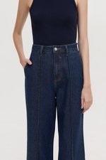 TERRY PIN TUCK WIDE LEG JEANS