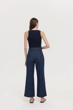 TERRY PIN TUCK WIDE LEG JEANS