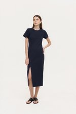 JENNA ASYMMETRIC SHEATH MIDI DRESS