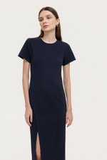 JENNA ASYMMETRIC SHEATH MIDI DRESS