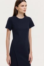 JENNA ASYMMETRIC SHEATH MIDI DRESS