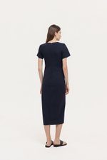 JENNA ASYMMETRIC SHEATH MIDI DRESS