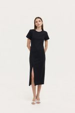 JENNA ASYMMETRIC SHEATH MIDI DRESS